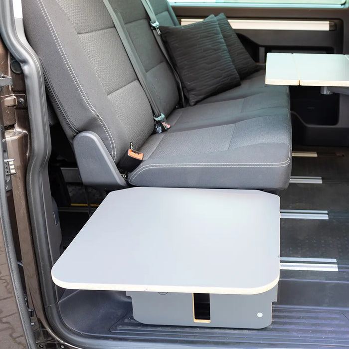 TableBox storage space with folding table for VW T5 / T6 / T6.1 Multivan & Beach from SpaceCamper Modular