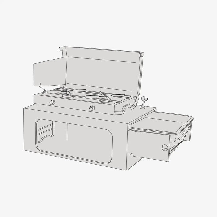 Modulo cucina SpaceKitchen (cucina posteriore) per VW T7 Multivan di SpaceCamper Modular