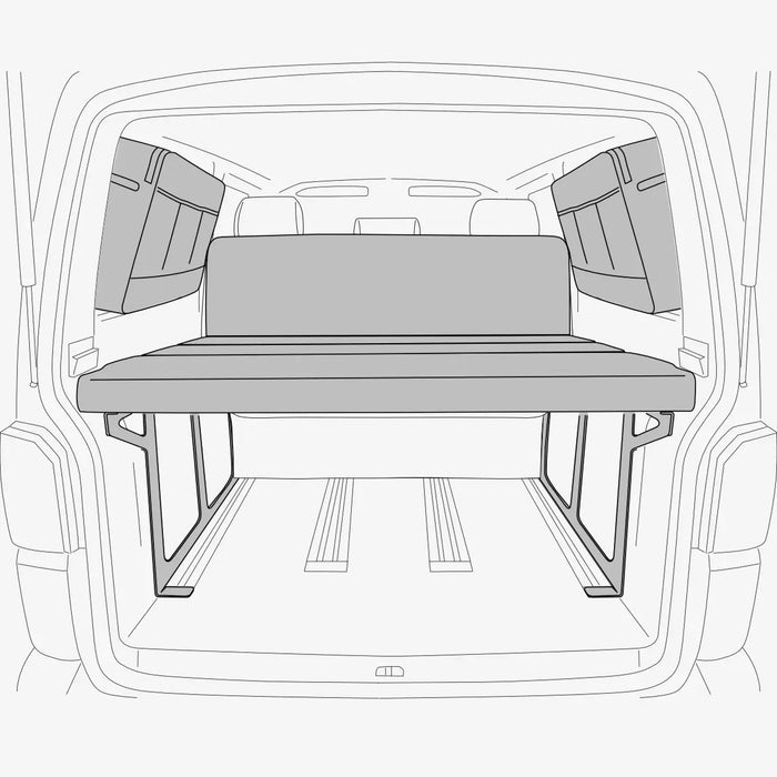 SpaceLounge letto e piano di appoggio per VW T5 / T6 / T6.1 Multivan & Beach di SpaceCamper Modular