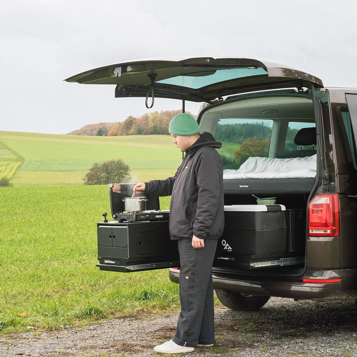 SpaceSlide Estrazione posteriore per VW T5 / T6 / T6.1 Multivan & Beach da SpaceCamper Modular