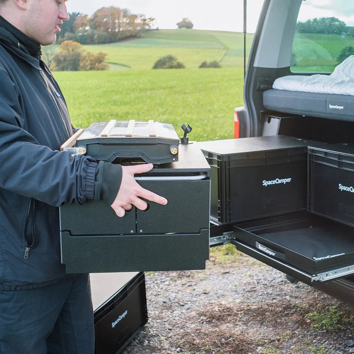 Modulo cucina SpaceKitchen (cucina posteriore) per VW T5 / T6 / T6.1 Multivan & Beach di SpaceCamper Modular